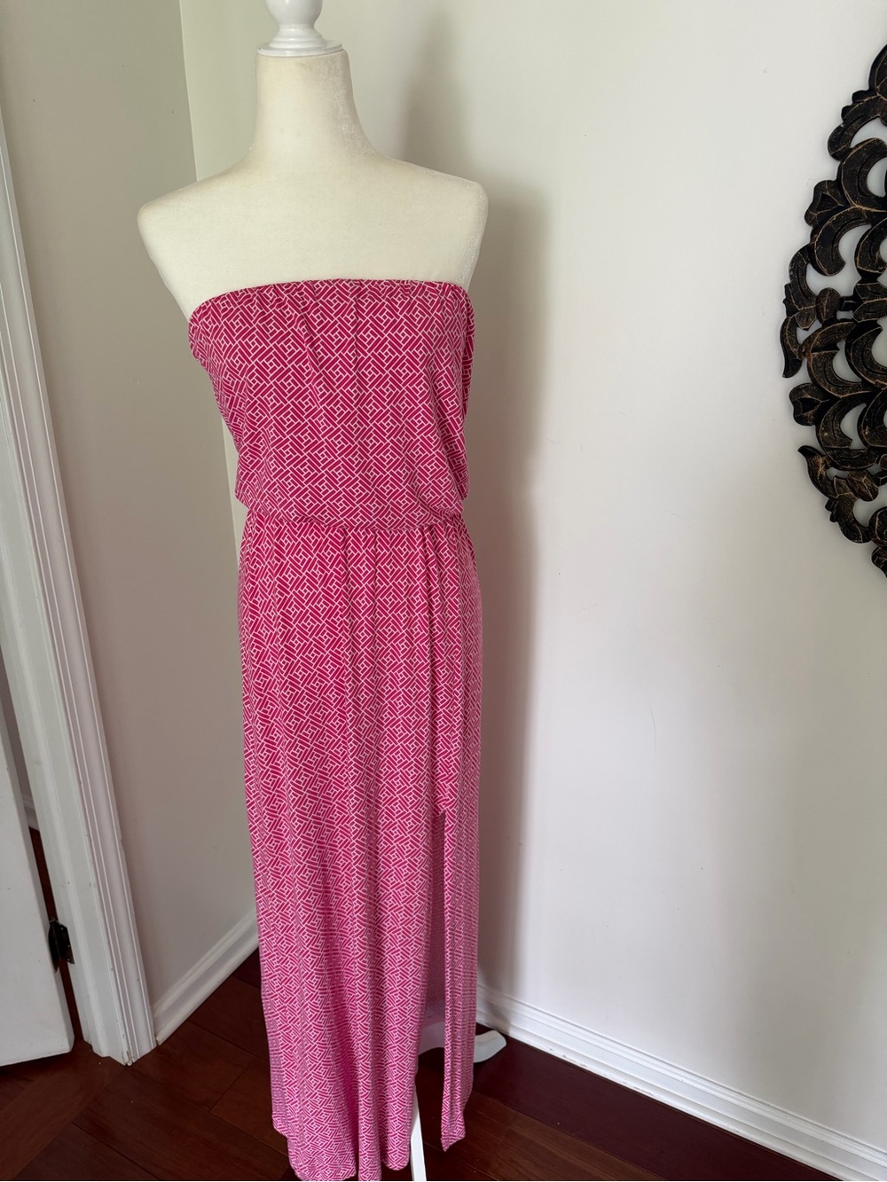 Tart Collection Strapless Pink Geometric Maxi Dress